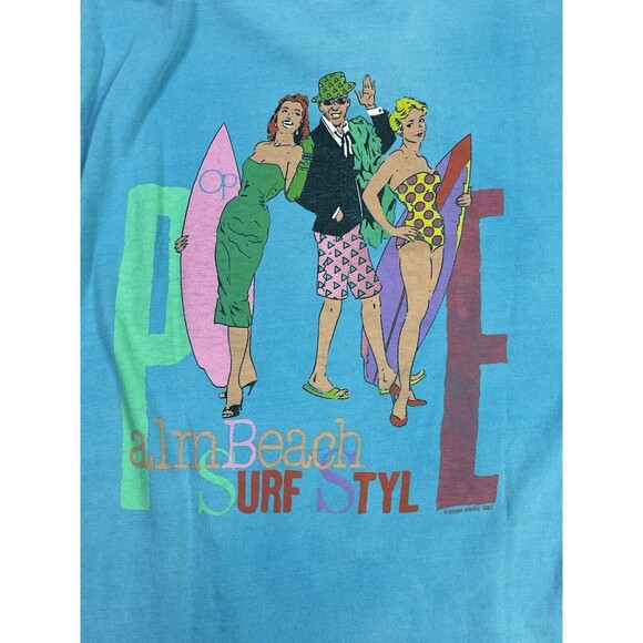 Vintage 80s Ocean Pacific Frank Sinatra Shirt Large Surf Comp Blue Beach Rare V - Picture 12 of 14